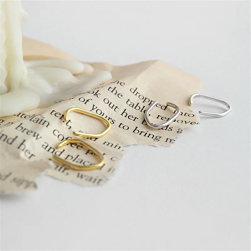 Висячие серьги без ушей с геометрическим золотым зажимом серебро 925 пробы Инс