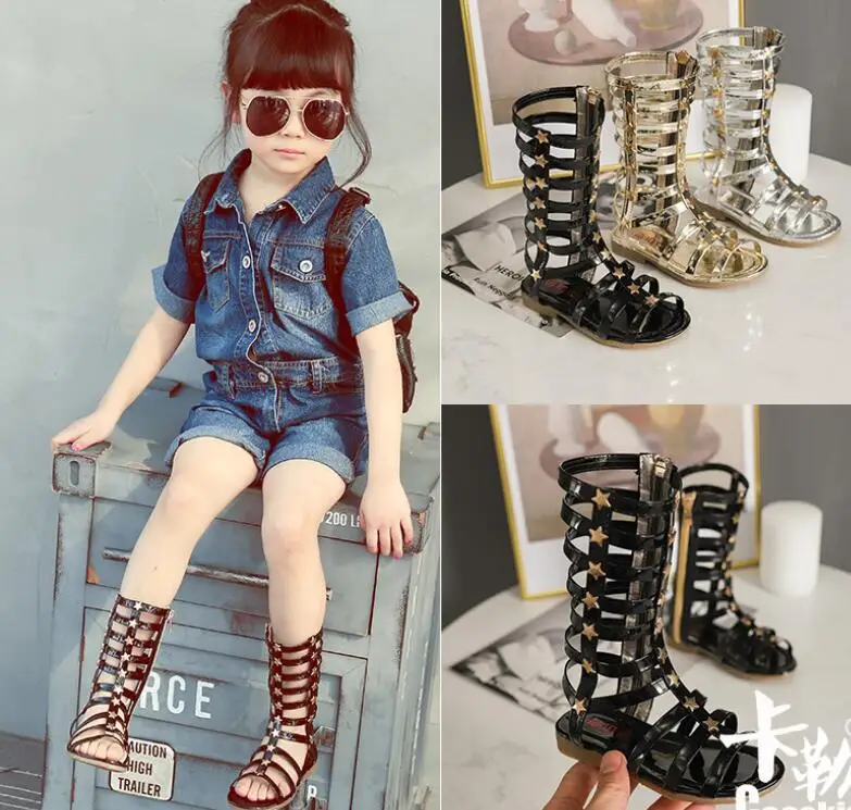 Новинка лета 2019 детские сандалии Корейская обувь для девочек с высоким и длинным