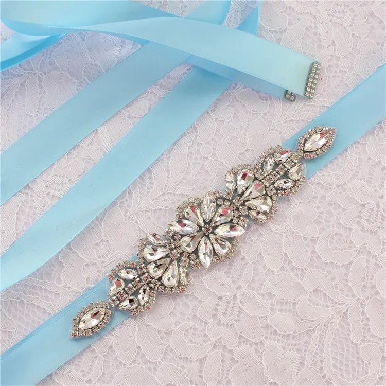 light blue Bridal Belt Wedding Belt Crystal Belt Wedding Belt Diamond Belt Wedding Belt Pearl Belt - Цвет: light blue