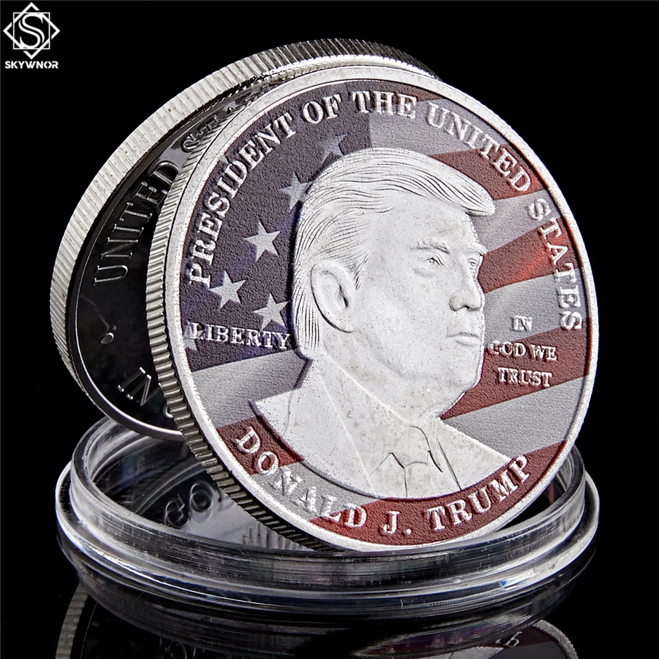 

US President Trump Make America Great Again Silver Coin Collect -In God We Trust