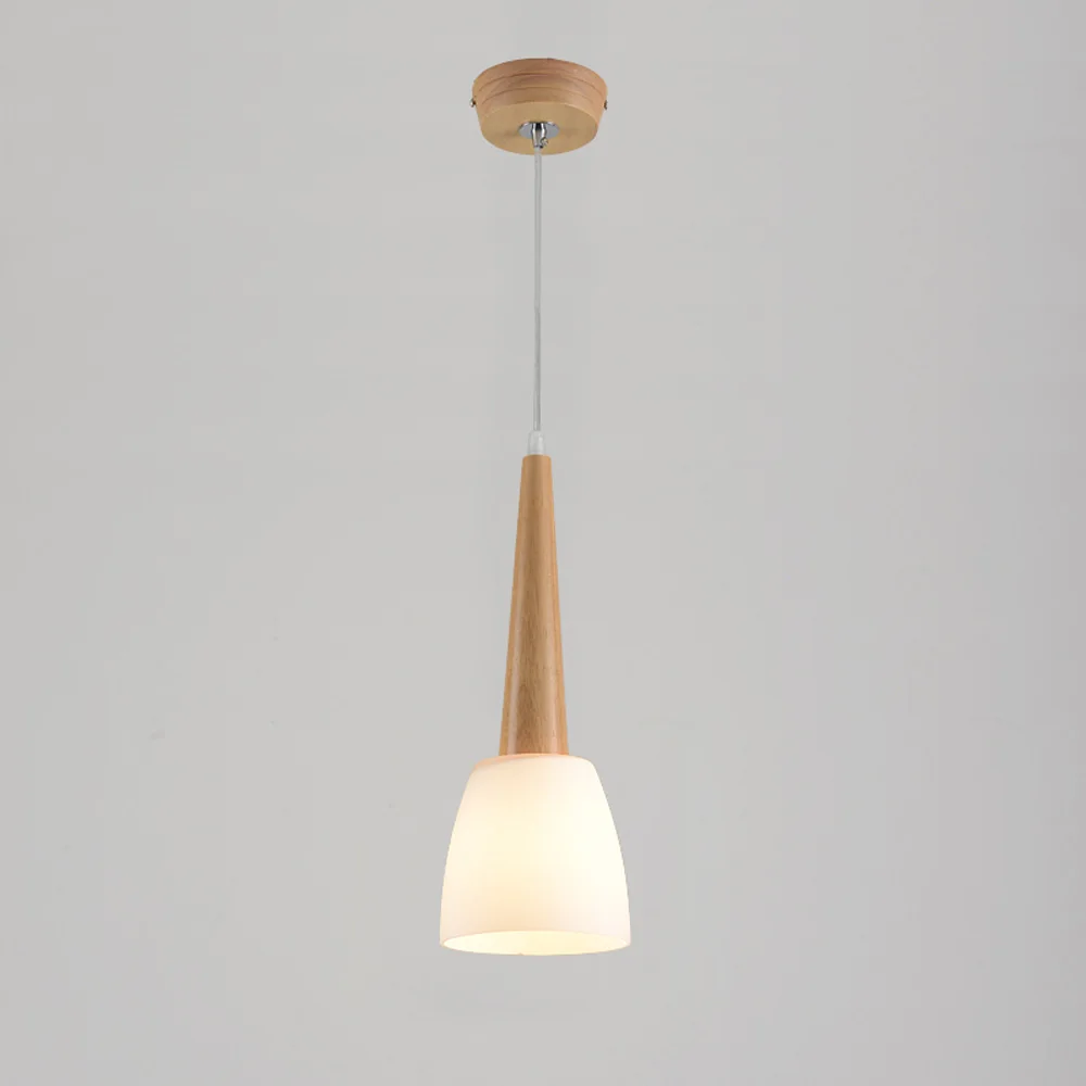 Японский деревянный подвесной светильник для столовой со стеклянным рогом