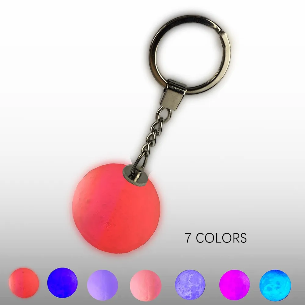 keychain 7 colors 3D принт Лунная лампа USB перезаряжаемая Лунная лампа сенсорный/дистанционный светодиодный ночник для детской спальни ночное освещение домашний декор - Испускаемый цвет: keychain 7 colors