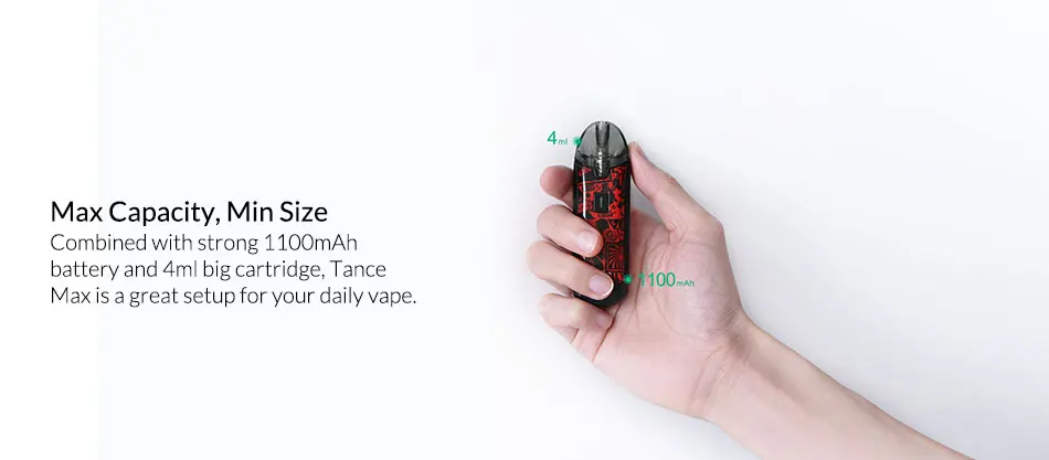 [RU/ES] Eleaf Tance Max комплект 4 мл с 1100 мАч встроенный аккумулятор 15 Вт GS Air M 0.6ohm/GS Air S 1.6ohm головная катушка