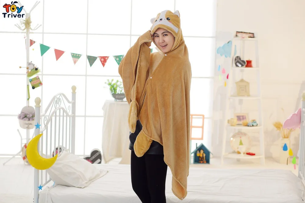 Плюшевая накидка с собакой корги ленивое одеяло ткань для косплея Карнавальная