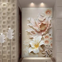 custom murals wallpaper 3d embossed flowers photo wall paper for living room hotel entrance background wall covering home decor
