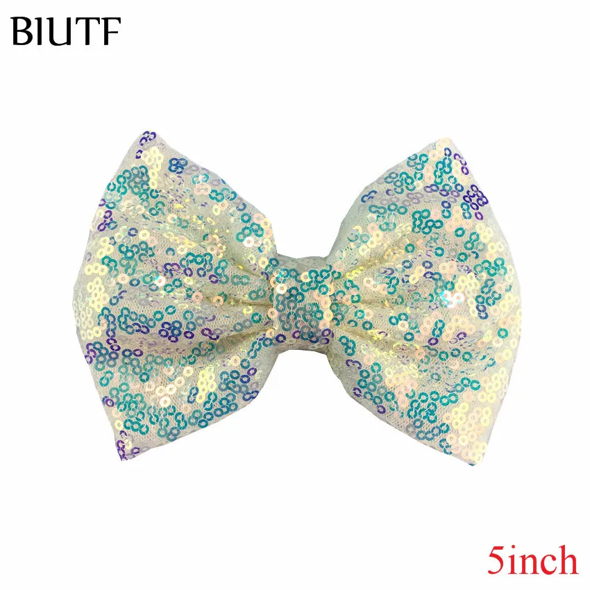 1 шт./лот 5 ''симпатичный вышитый Блестящий бант для волос с зажимом детский