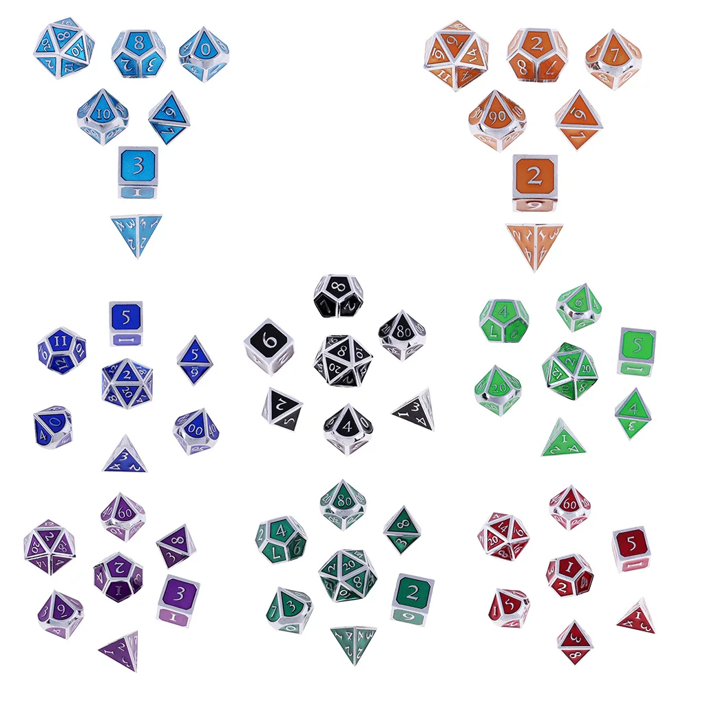 

7pcs Multi-sided Dice Family D&D Game Mixed Color Dice Polyhedral Dice Contains D4 D6 D8 D10 D12 D20