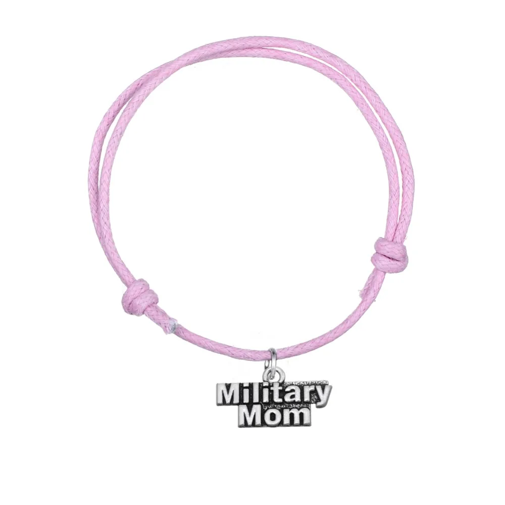 Teamer DIY Colorful Adjustable Waxed Cord Bracelets Pendant with Message Military MOM best gifts 5pcs/lot | Украшения и