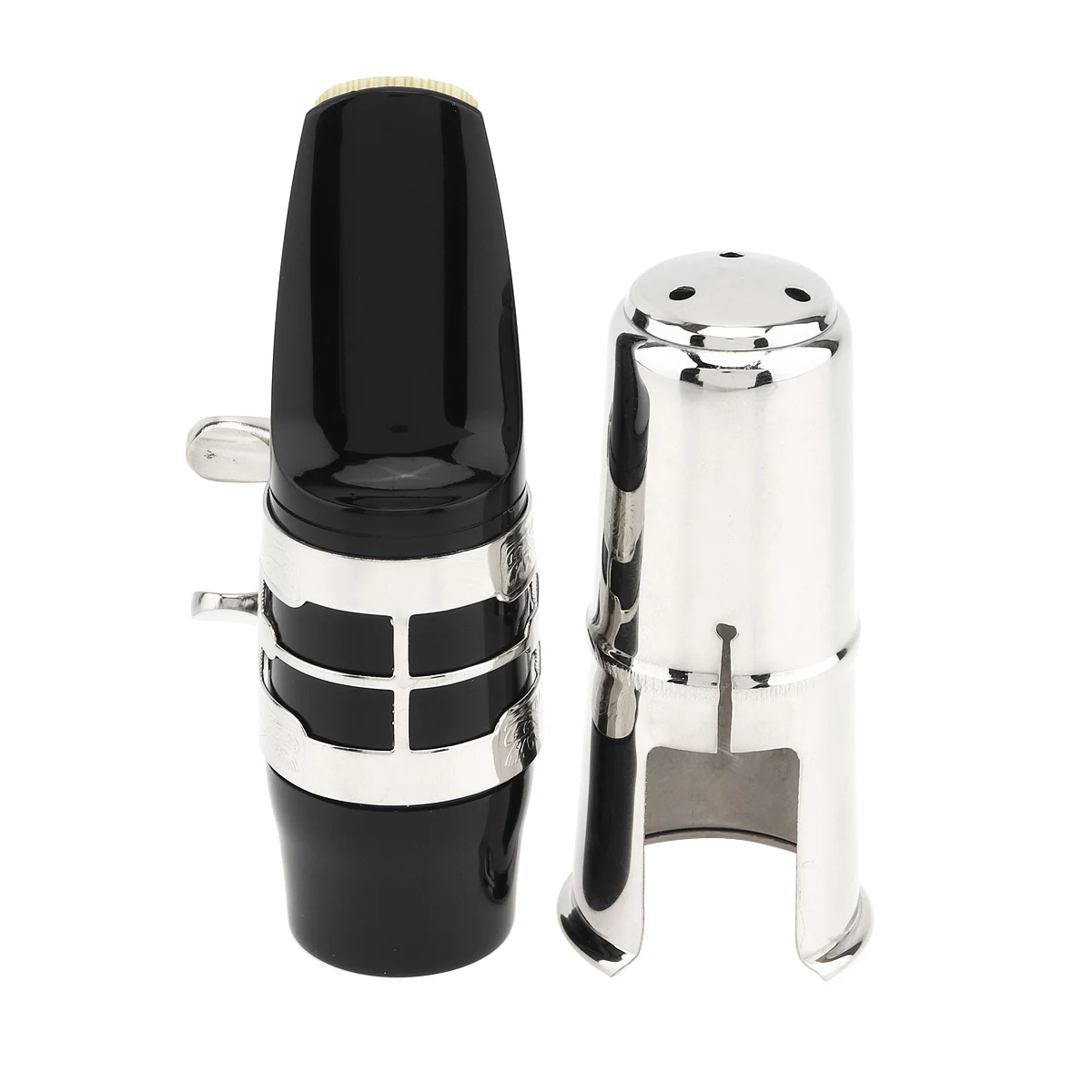 

Alto bE Saxophone Mouthpiece Carved Flower Gold Plated Ligature Brass Cap Bakelite Sax Mouth Silver Gold Optional
