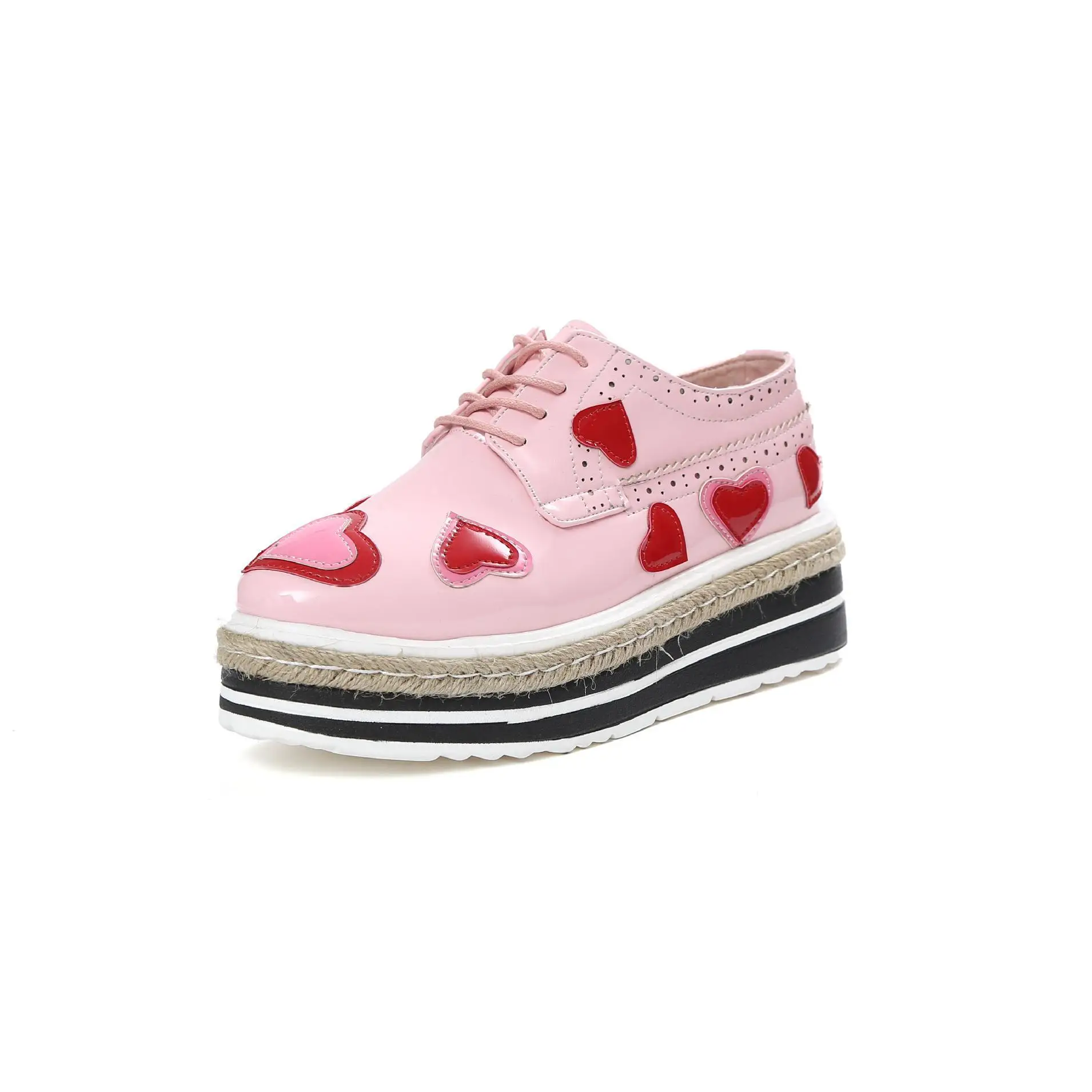 Осенью 2017 года Новинка кожаные туфли на платформе Цвет черный розовый|shoes platform|pink