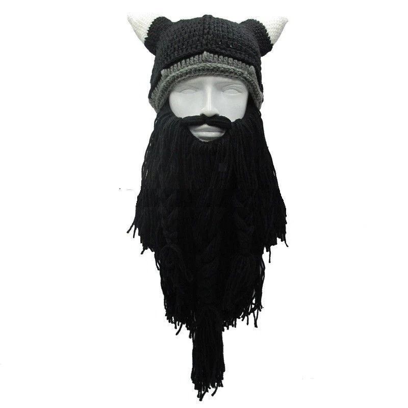 Новинка мужские рождественские вязаные шапки Viking Beard Horn шапки Лыжная Кепка варварские вагабондовые шапочки хлопок