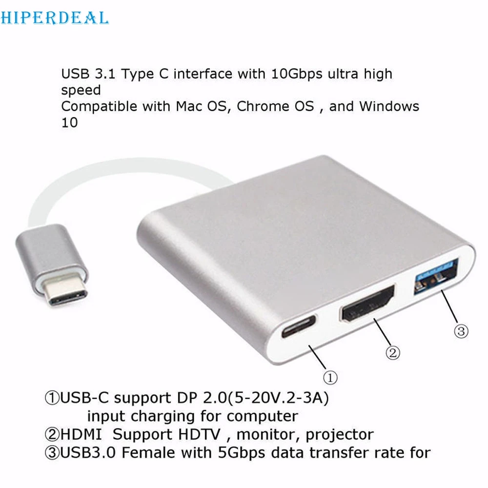 HIPERDEAL новые порты usb многопортовый Тип C USB 3 1 на 4K HDMI 0 адаптер в концентратор для