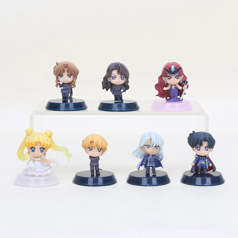 5 см Sailor Moon 25th anniversary Petit Chara Сейлор Мун темное Королевство ПВХ фигурка модель игрушки - Цвет: 7pcs in box dark