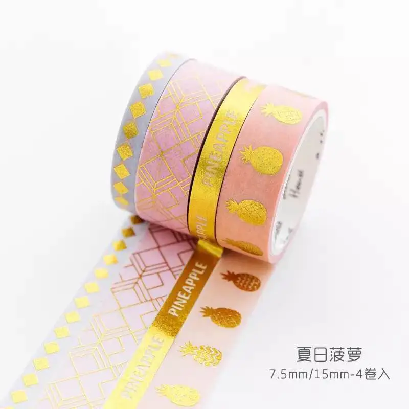 4 шт./упак. Фламинго фрукты Фольга лента Washi DIY Декор Скрапбукинг Маскировочные наклейки Бумага украшения клейкой ленты школьные принадлежности - Цвет: A