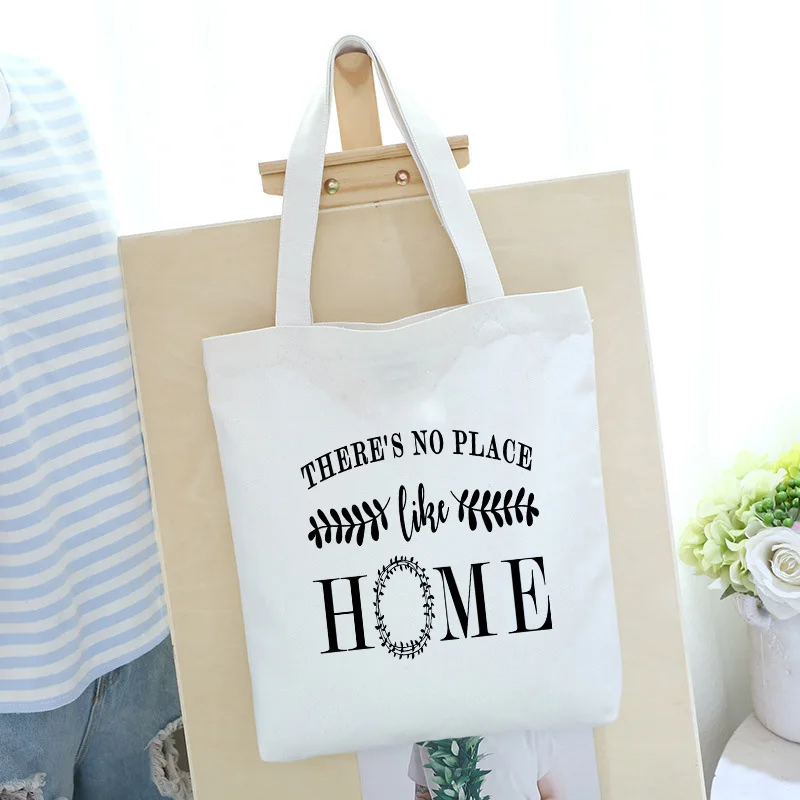 HOME Fashion Canvas Tote Bag Women Large Capacity White Shopping Shoulder Bags Custom Style Print Students | Багаж и сумки