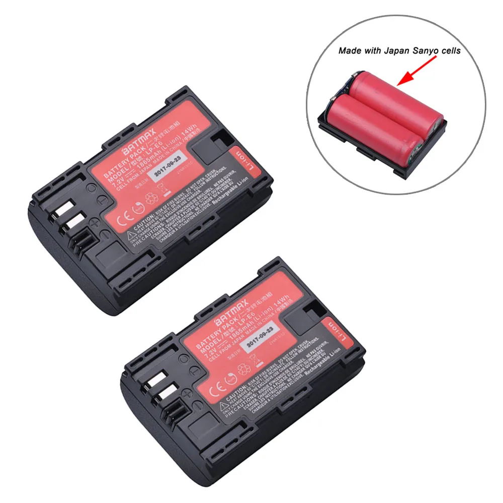2 шт. Sanyo Cell LP E6 E6N батарея + быстрое двойное зарядное устройство для Canon EOS 5DS 5D Mark II III