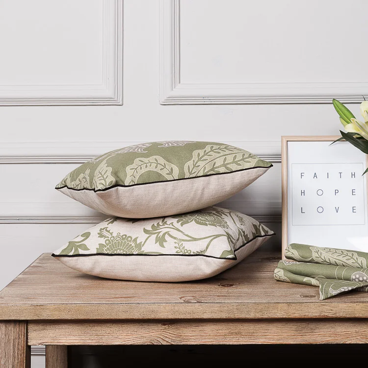 Прямая поставка наволочка с зелеными листьями Геометрическая для подушки