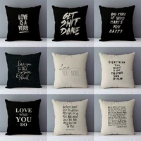 simply style cozy couch cushion cover home decorative pillows 45x45cm bedding pillowcase white black words quality printed d5