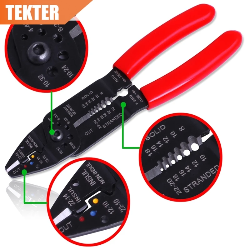 Фото TEKTER электрические обжимной инструмент кабель Резак для зачистки проводов TEKTER электрические обжимной инструмент кабель Резак для зачистки проводов