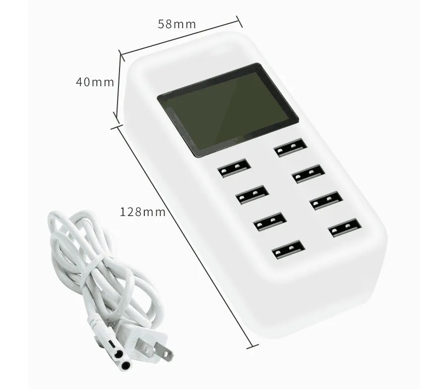 8 Port Smart USB Charger Hub with LCD screen Multi-Port Charging Station Wall Travel for Smartphone Tablets | Электроника