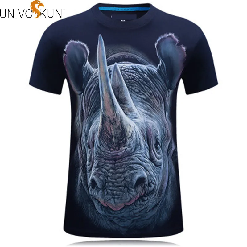 

UNIVOS KUNI 2018 Summer Fashion T-shirt Fit Slim Print Men T-shirt Short Sleeve Leisure Couple cats Print 3D Men T-shirt Q5103