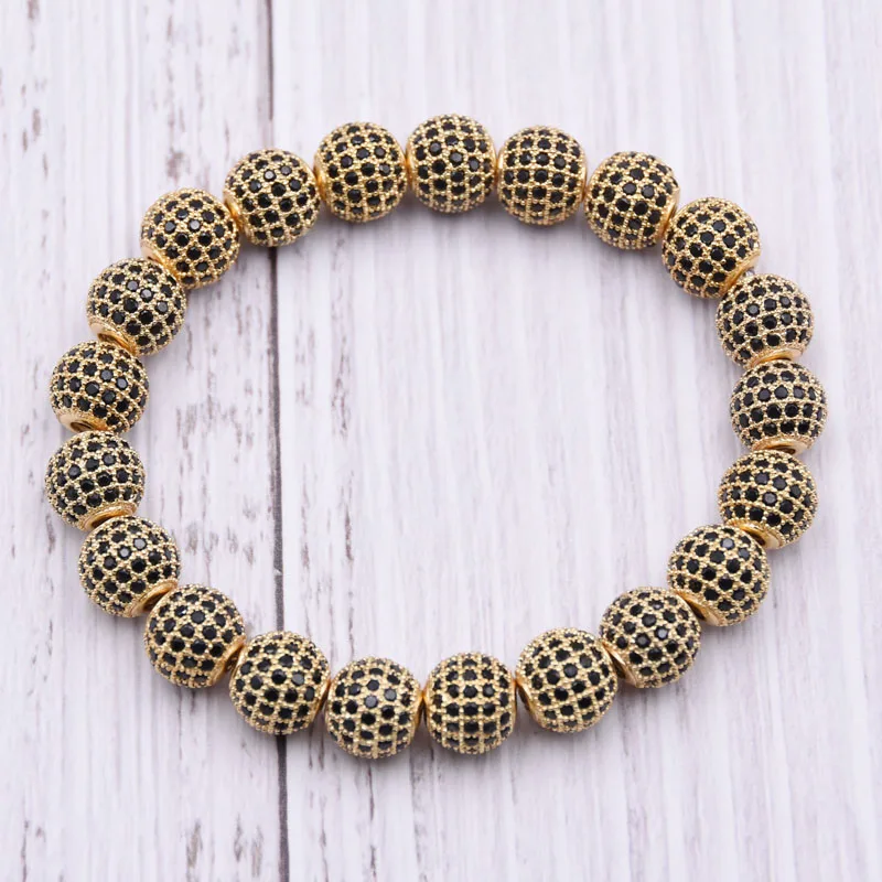 HYHONEY кубический Micro Pave CZ 10 мм мяч браслеты и циркон для wo для мужчин ювелирные изделия браслеты