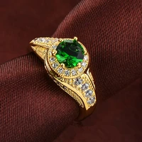 vintage engagement ring yellow gold filled round cut green cz womens wedding ring size 7 89