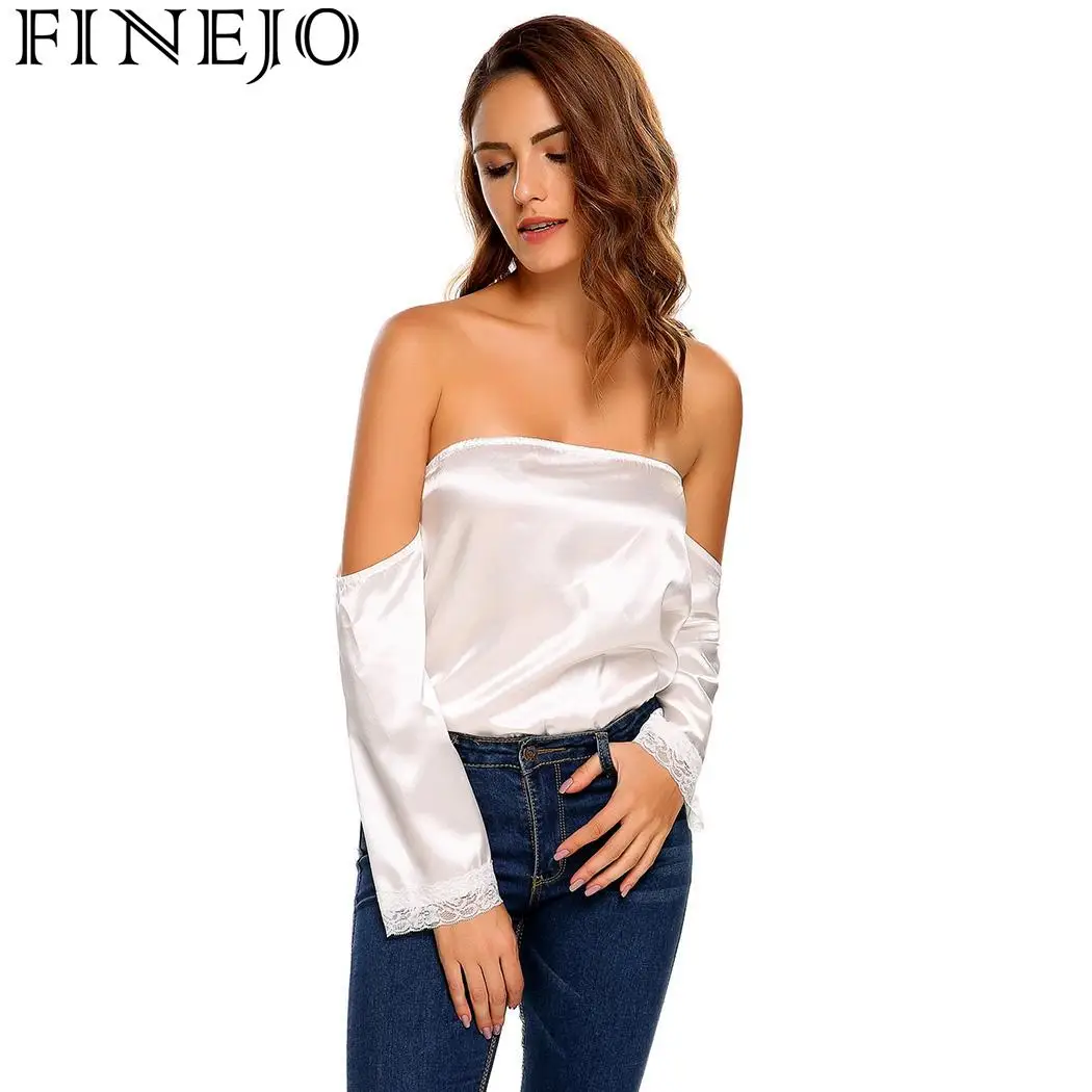 FINEJO Длинные Модные женские Топы без бретелек с кружевными вставками - купить по