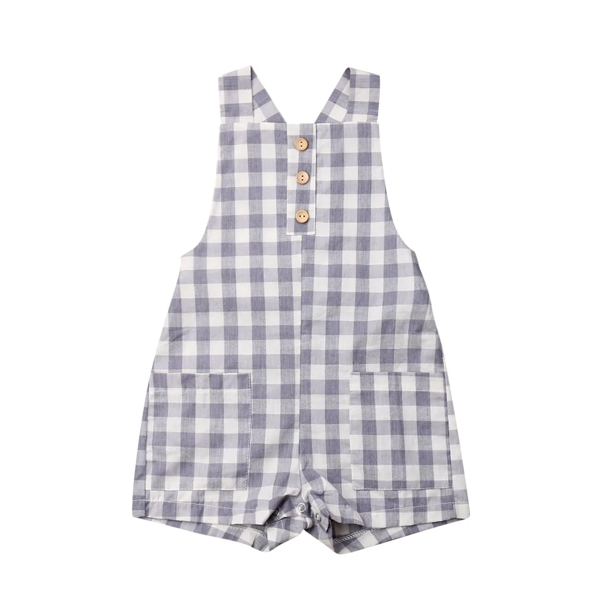 Мода 2019 г. летние детские комбинезоны для новорожденных комбинезон в клетку без