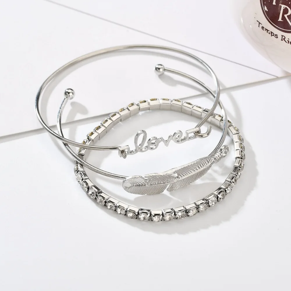 MESTILO новые браслеты с серебряными листьями открытые браслеты-манжеты со стразами