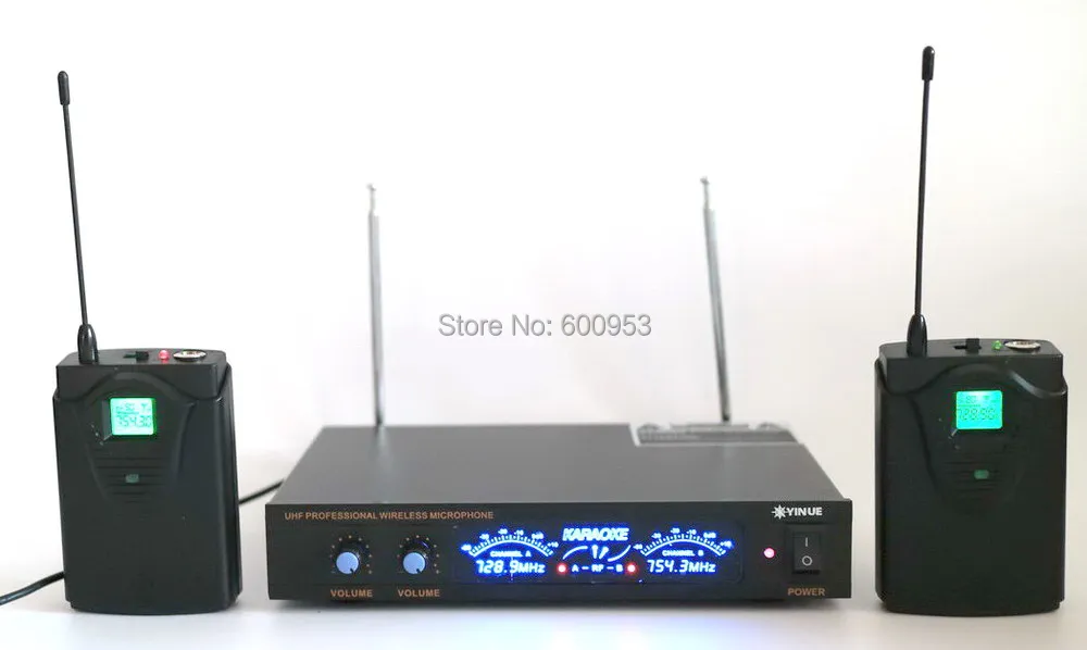 

UHF Two Channel Wireless Lavalier Microphone System 2 Bodypack with 2 Lapel Mic