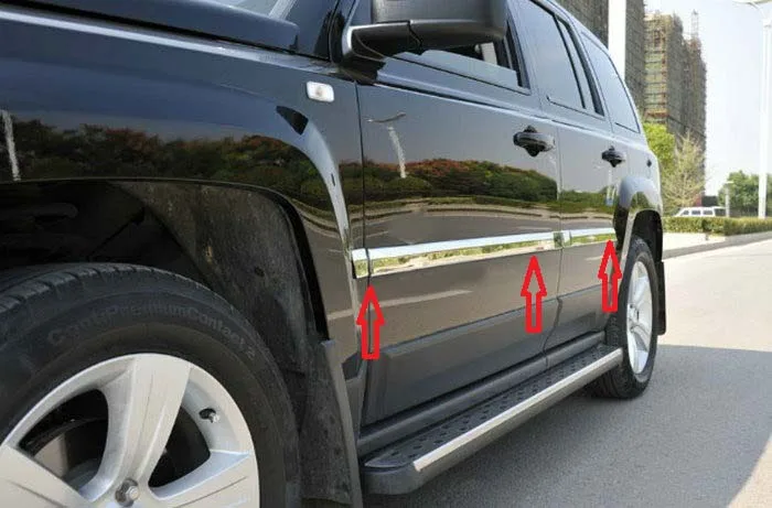 

Хромовая Боковая дверь Молдинг moulding планки для Jeep Патриот 2007-2013
