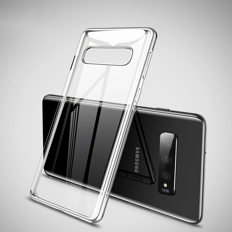 Мягкий чехол из ТПУ для samsung Galaxy S10 S10e S10+ S10 Plus 10e, высококачественный силиконовый чехол, прозрачный модный тонкий чехол из ТПУ - Цвет: Серебристый
