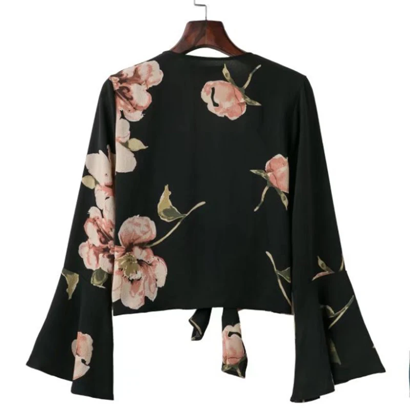 Печати Зубчатый женские рубашки с длинным рукавом Blusas Femininas Elegante Хлопковая