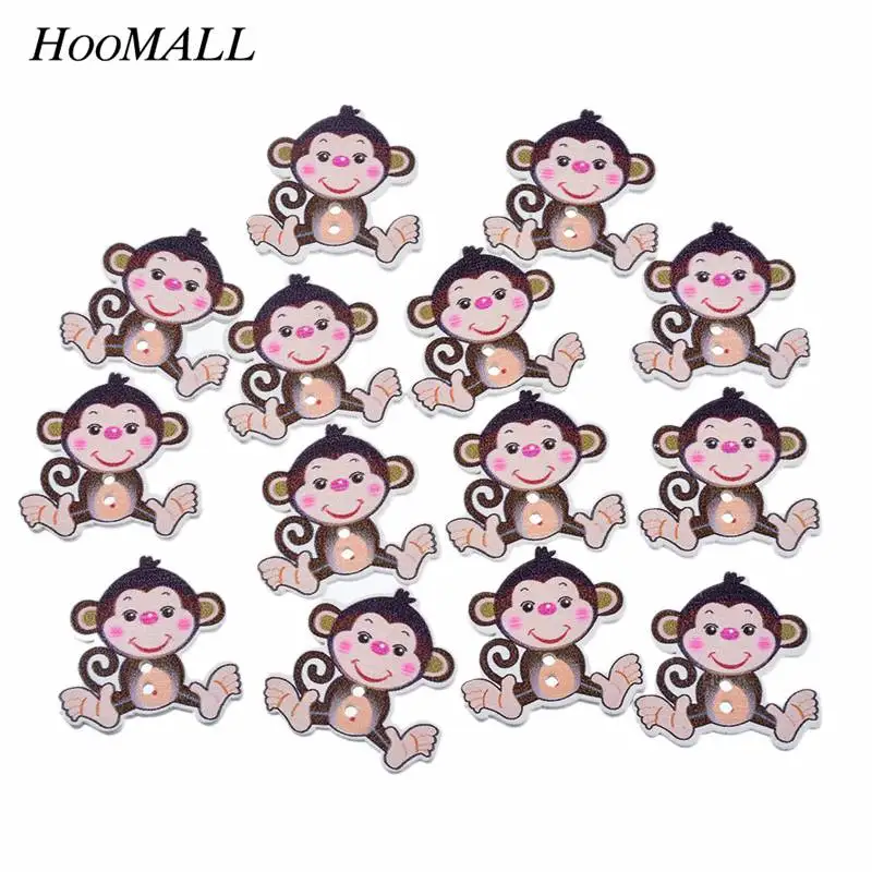 Hoomall 50 шт. для скрапбукинга Деревянный Кнопки 2 отверстие мультфильм обезьяна в