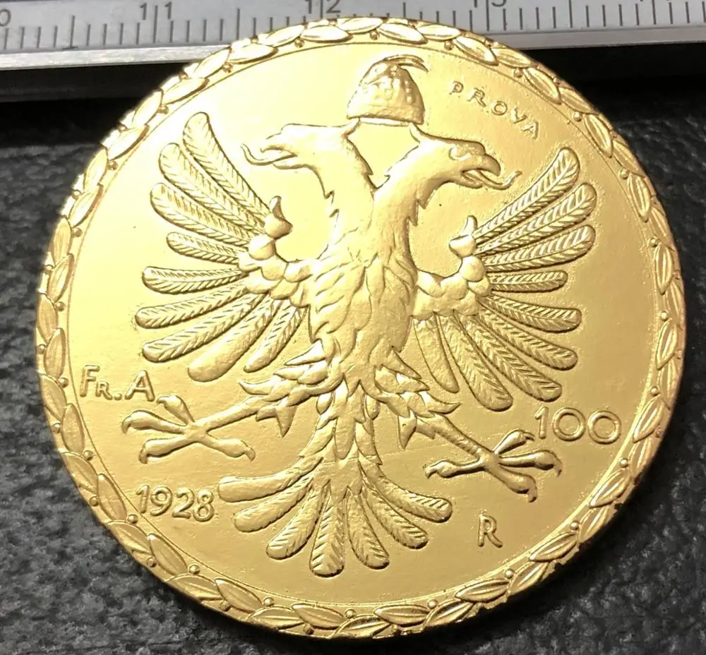 1928 Albania 100 Franga Ari-Zog I prova узор Золотая копия монет(тип 1