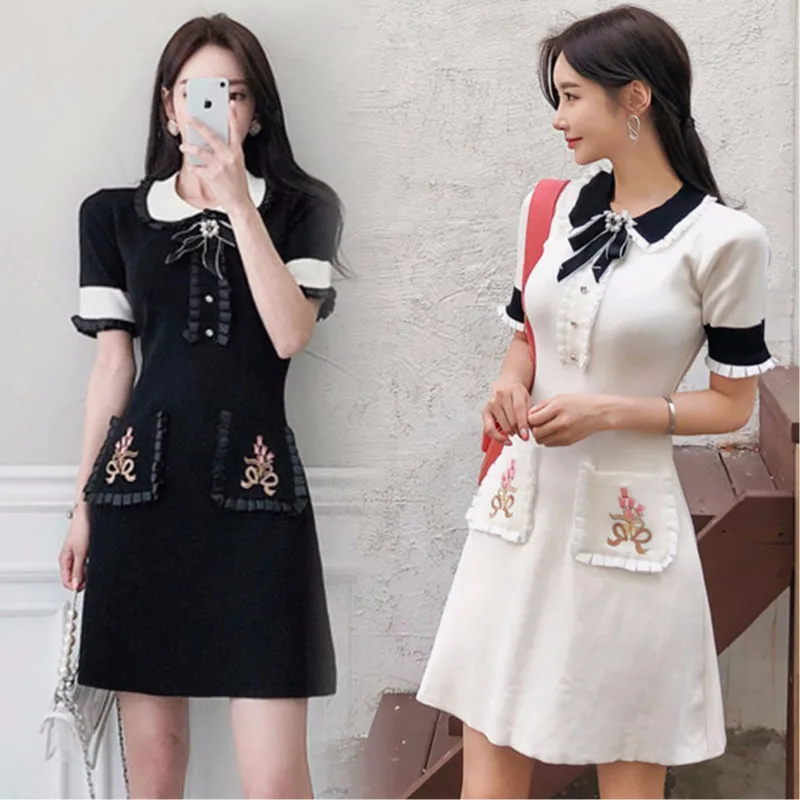 Женская одежда новое корейское темпераментное красивое тонкое вязаное платье с