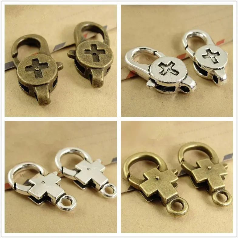 

cross shape lobster clasp hooks alloy Christian religion necklace bag keychain DIY Accessories antique silver bronze 20pcs 2111A