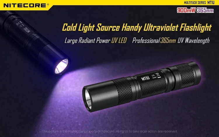 NITECORE MT1U Ультрафиолетовый светодиодный фонарик+ перезаряжаемый аккумулятор для рыбалки и охоты
