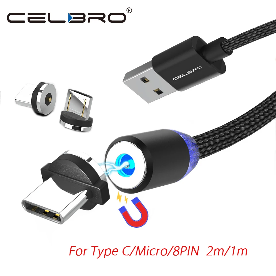 Магнитный кабель Micro Usb магнит с разъемом Usb Кабель Micro-Usb type C кабели 2 метра для samsung Galaxy J4 J6 A7 Note 10 Plus 10