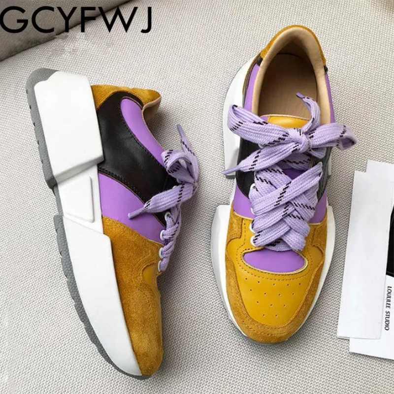 GCYFWJ/Новинка сезон весна-осень кроссовки на платформе кожаная женская обувь