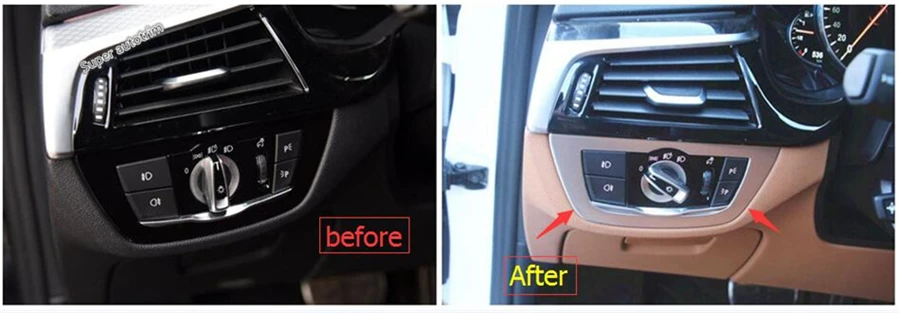 

Lapetus Head Lights Lamp Control Switch Button Frame Cover Trim Kit Matte Interior Fit For BMW 5 Series G30 530I 2017 - 2020 ABS