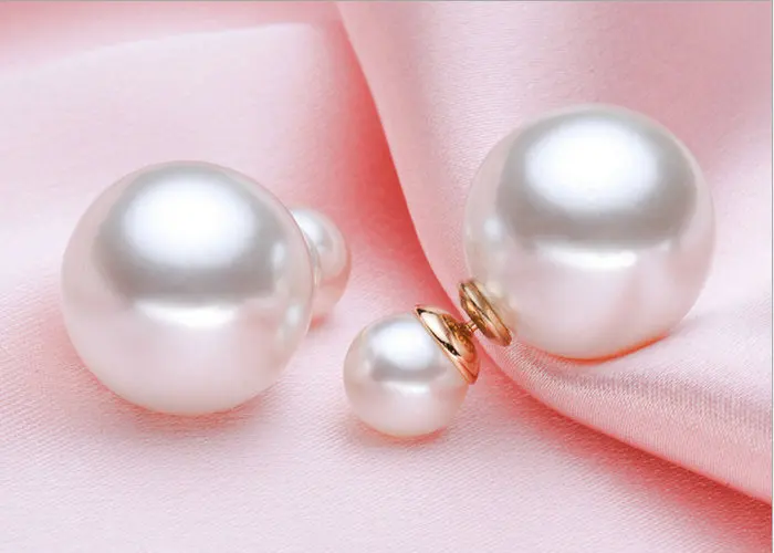 Высокое Качество Жемчужно-Белый Цвет Double Face Жемчуг Серьги Стержня Горячие Цвета