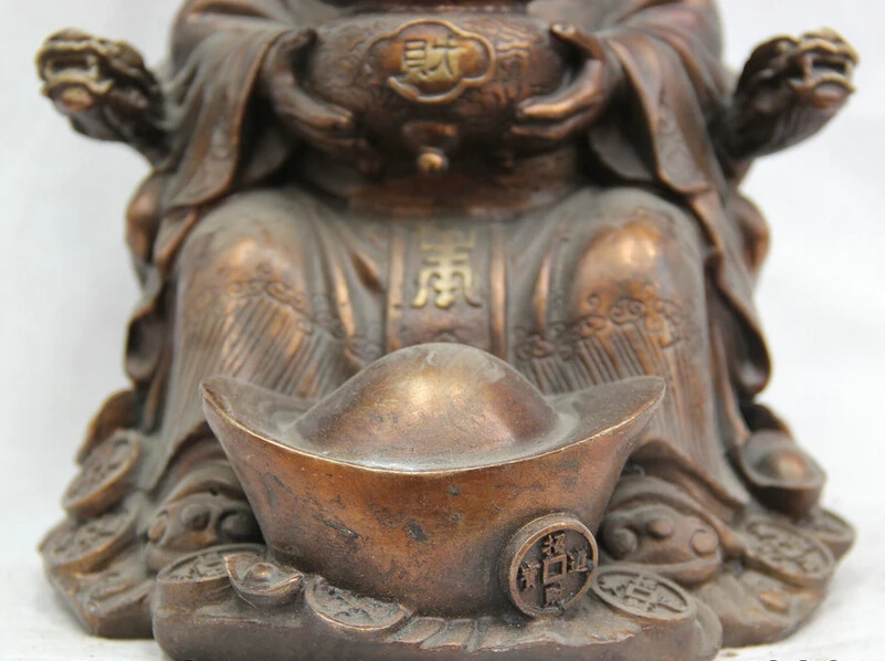 song voge gem S1838 9 &quot China Chinese Bronze seat Mammon Money Wealth God treasure bowl Statue | Дом и сад