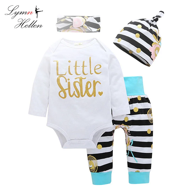 

Комплект одежды для маленьких мальчиков и девочек, комбинезон с длинными рукавами и штаны, головная повязка на голову, хлопковая одежда, Осе...