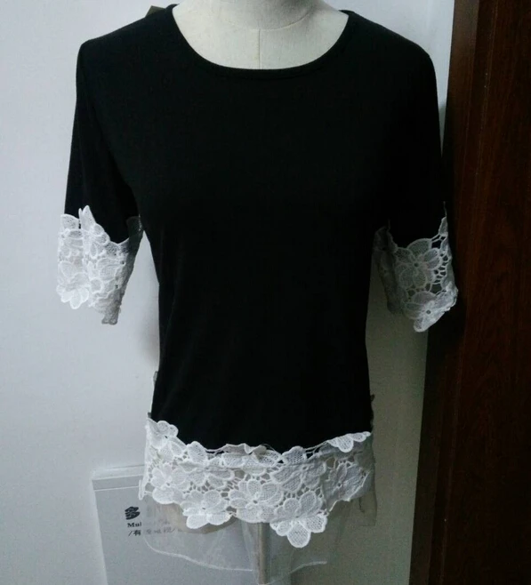 Новинка 2020 модная футболка Женская кружевная черная Повседневная Милая женская