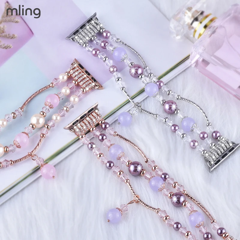 Ювелирные изделия в виде бриллиантового украшения браслет со стразами для Apple watch