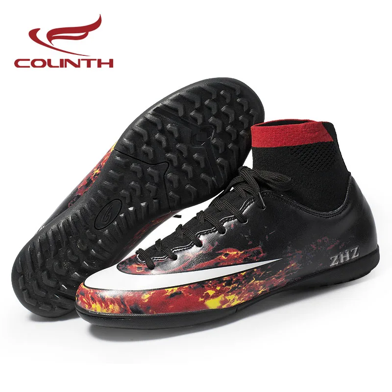 

2018 Adults Men's Football Shoes Outdoor Turf Soccer Shoes Training High Ankle Sneakers Men Teenagers Athletic chuteira futebol