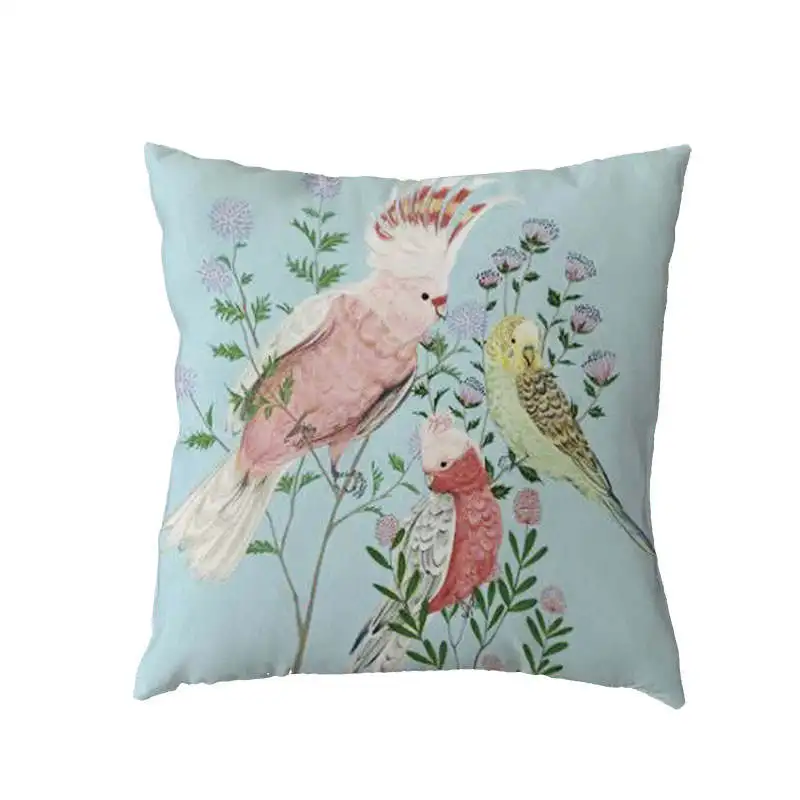Красочный чехол для подушки попугай птица твердый цветок диван бабочка 45*45 см