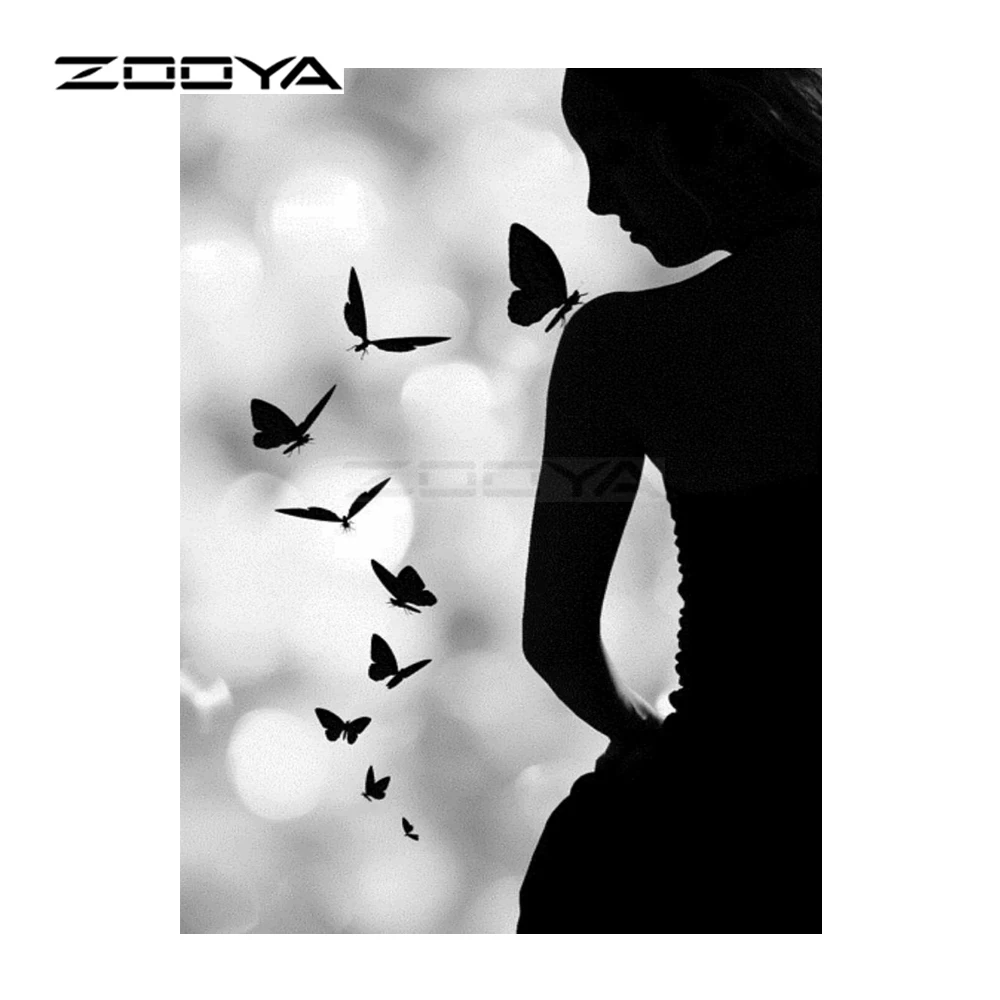 ZOOYA Алмазная вышивка 5D сделай сам алмазная живопись черная женщина Бабочка